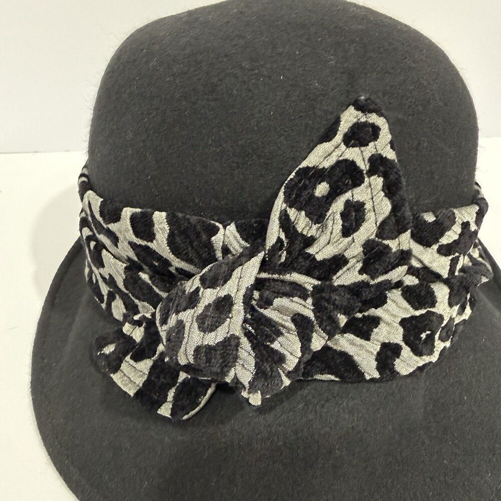 Callanan Cloche Bucket Bowler Hat Black 100% Wool Bow Bohemian City One Size - Picture 5 of 16